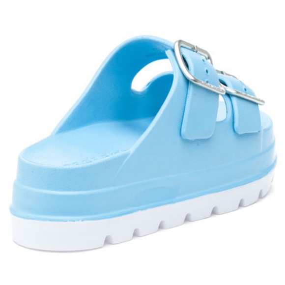 J/Slides SIMPLY B Sky Blue EVA Platform Light Blue - Silver Buckles Size 8 NIB - Picture 5 of 14